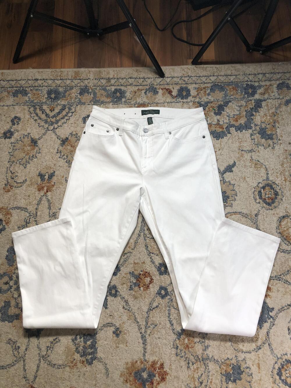 Lauren Ralph Lauren Jeans Womens 10 White Straight Cotton Blend Denim Pants
